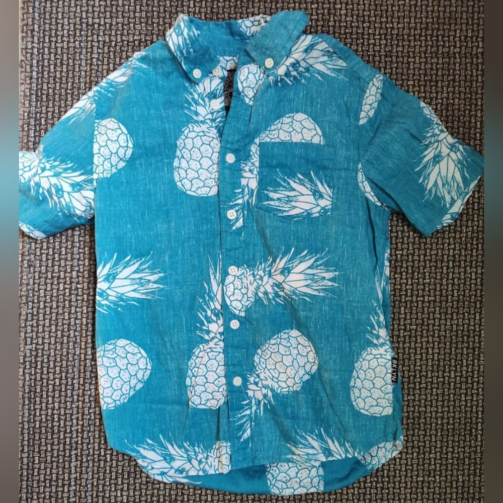 Kids Pineapple Print Shirt - Turquoise Blue